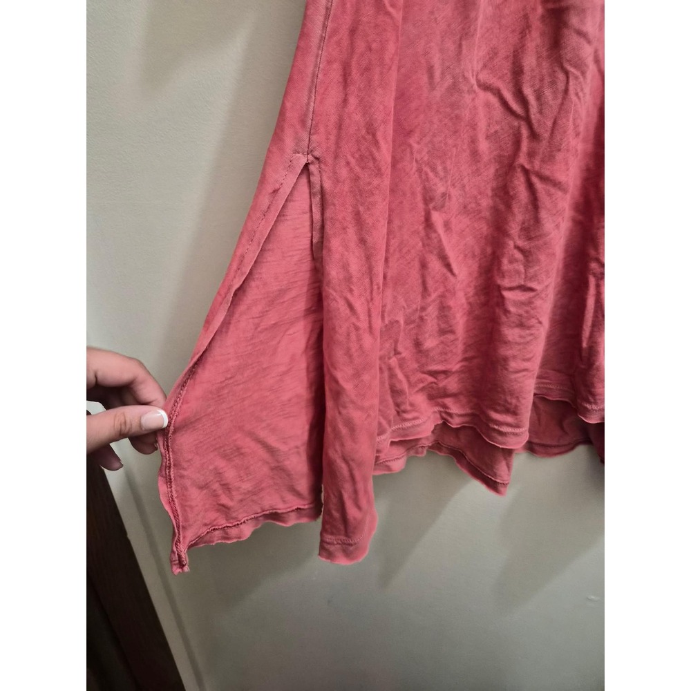 We The Free Free People Pink Slub Knit Tunic Mini Dress Side Slit Medium - Picture 3 of 4